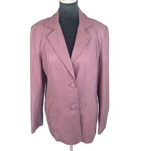 90 Y2K blazer- leathered - light dusty pink- rose- missing size tag- some spots2